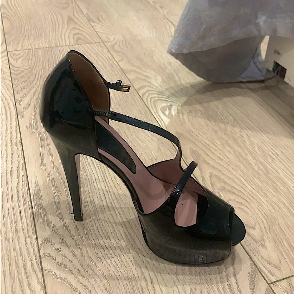 Gucci Black Patent Heels - Vernice Crystal Authentic Size 37